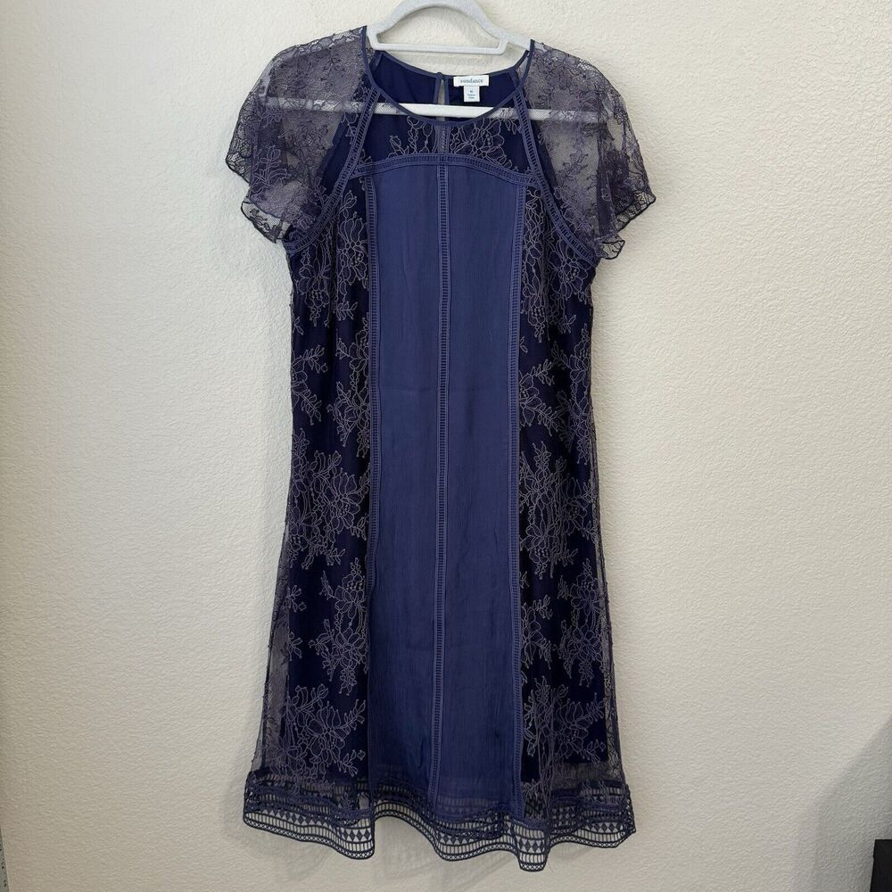 Sundance Dress Womens Size Medium Lace Purple Lined Shift